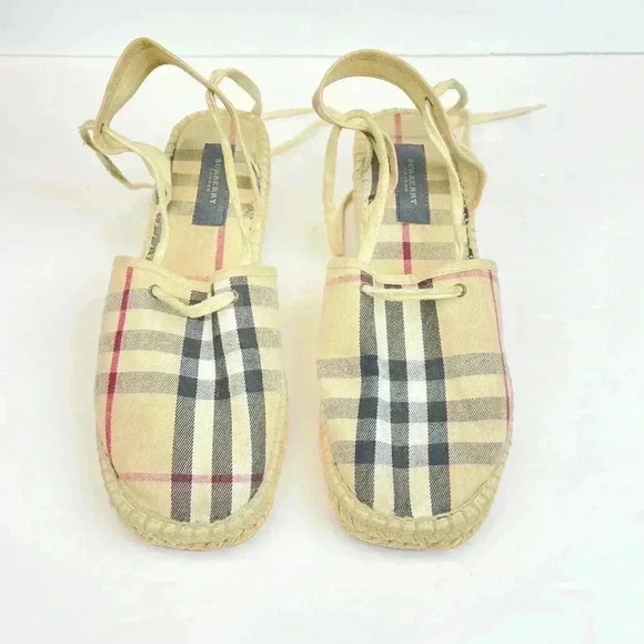 Burberry Nova Check Canvas Closed Toe Tie Slingback Espadrilles EU 40 / US 9.5 - Picture 8 of 9